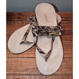 Vionic Brown Tan Sandals with Snake Print